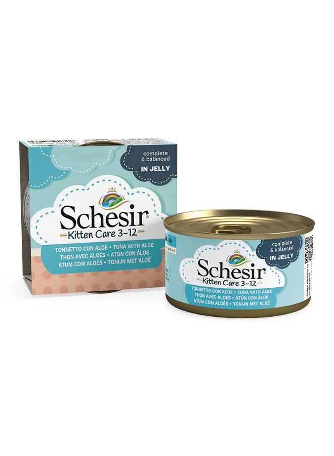 Schesir Kitten Care- Can In Jelly 3-12 Tuna with Aloe Wet Food 85g - Image 2