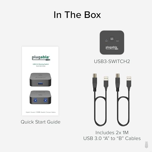 Plugable USB 3.0 Sharing Switch, One-Button USB A Switch to Share Devices Between 2 Computers | KVM Switch for Keyboards, Docking Stations & More - Image 5