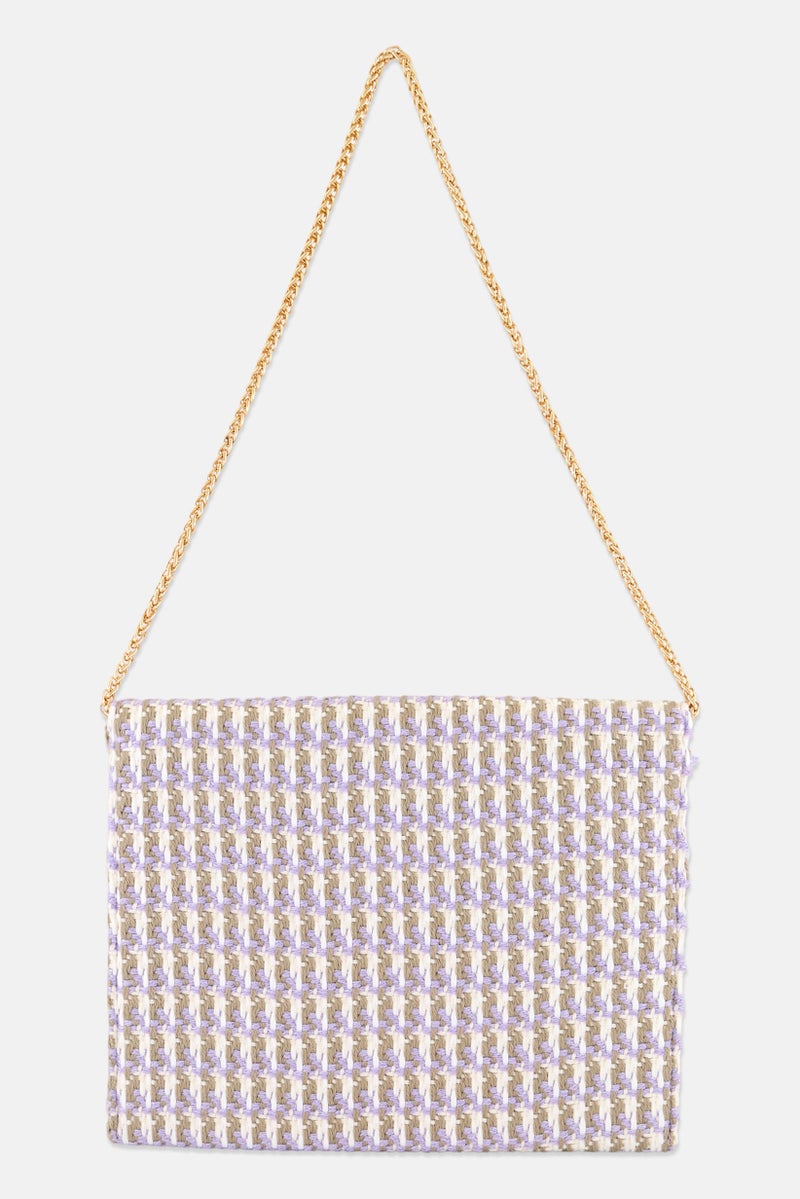 Urban Expressions Women Plaid Clutch Bag 23 H x 28 x 1 W L cm, Lilac  - Image 2