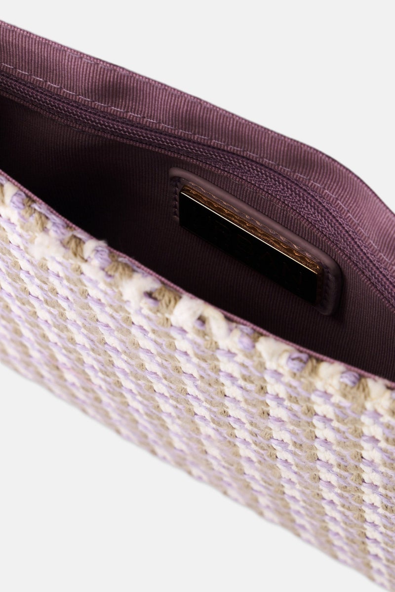 Urban Expressions Women Plaid Clutch Bag 23 H x 28 x 1 W L cm, Lilac  - Image 3