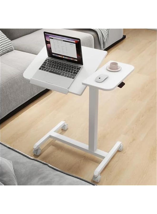 عربست بونسيا طاولة فوق السرير قابلة للامالة قابلة للتعديل مع عجلات، مكتب محمول للابتوب وعربة كمبيوتر دوارة - طاولة جانبية محمولة للاستخدام في المنزل والمستشفى والاريكة وغرفة النوم والمكتب والسكن وغرفة - Image 1
