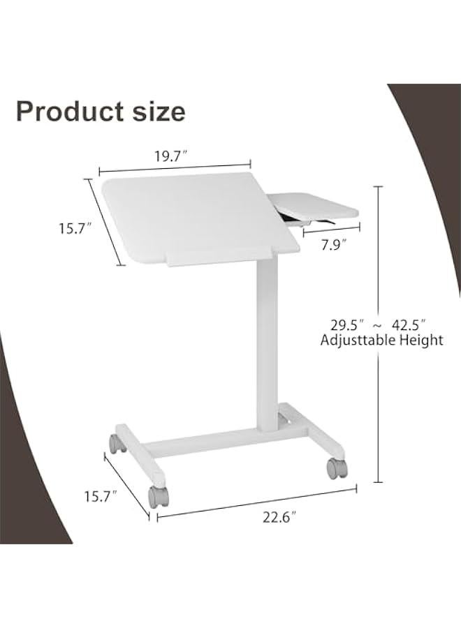 عربست بونسيا طاولة فوق السرير قابلة للامالة قابلة للتعديل مع عجلات، مكتب محمول للابتوب وعربة كمبيوتر دوارة - طاولة جانبية محمولة للاستخدام في المنزل والمستشفى والاريكة وغرفة النوم والمكتب والسكن وغرفة - Image 2