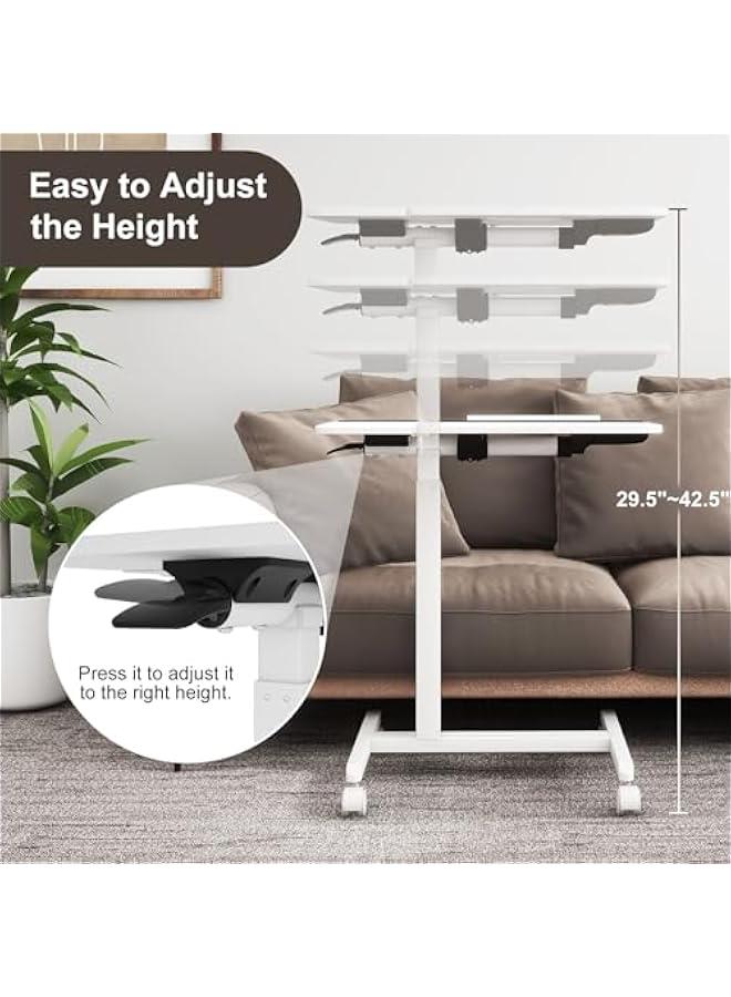 عربست بونسيا طاولة فوق السرير قابلة للامالة قابلة للتعديل مع عجلات، مكتب محمول للابتوب وعربة كمبيوتر دوارة - طاولة جانبية محمولة للاستخدام في المنزل والمستشفى والاريكة وغرفة النوم والمكتب والسكن وغرفة - Image 3