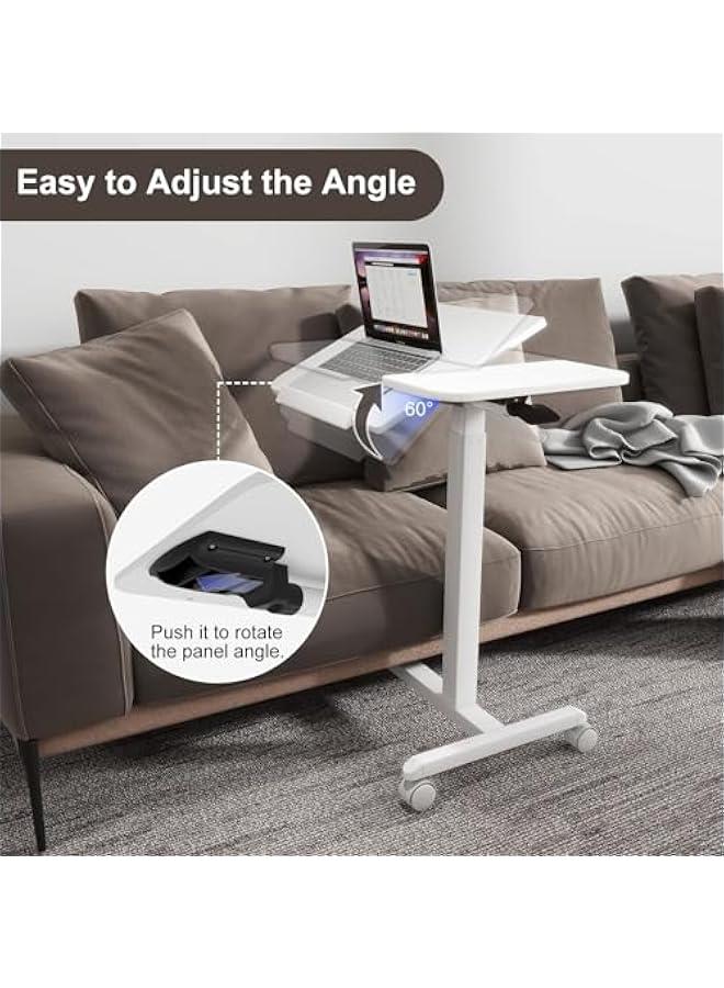 عربست بونسيا طاولة فوق السرير قابلة للامالة قابلة للتعديل مع عجلات، مكتب محمول للابتوب وعربة كمبيوتر دوارة - طاولة جانبية محمولة للاستخدام في المنزل والمستشفى والاريكة وغرفة النوم والمكتب والسكن وغرفة - Image 4