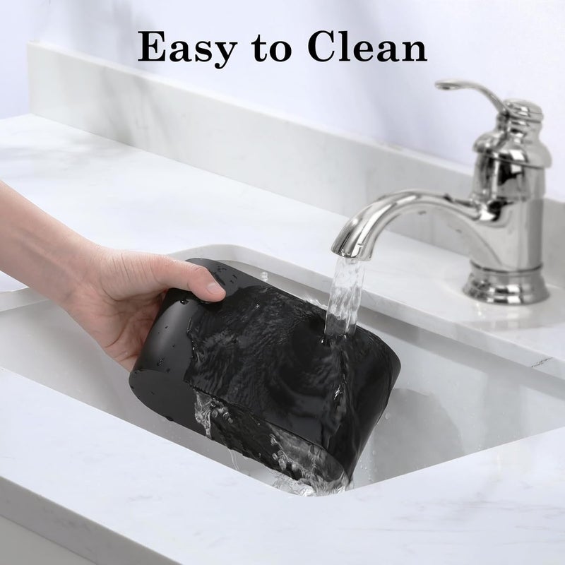 Luxspire Toothbrush Holder, 2 Slots Toothbrush and Toothpaste Holdersfor Bathrooms, Resin Toothbrush Holder Electric Toothbrush Stand for Vanity Countertop, Bathroom Accessories, Matte Black - Image 4