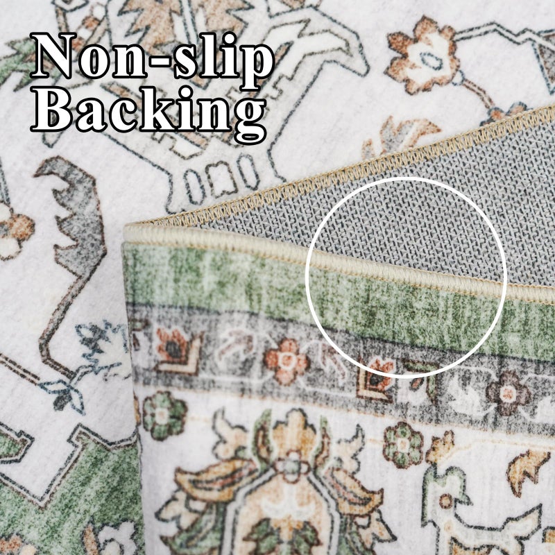 RUUGME Washable 9x12 Area Rugs - Large Boho Rugs for Living Room Kitchen Stain Resistant Carpet Vintage Tribal Rugs for Bedroom with Non Slip Backing Decor Floor Decoration Mat 9x12 Sage/Green - Image 5