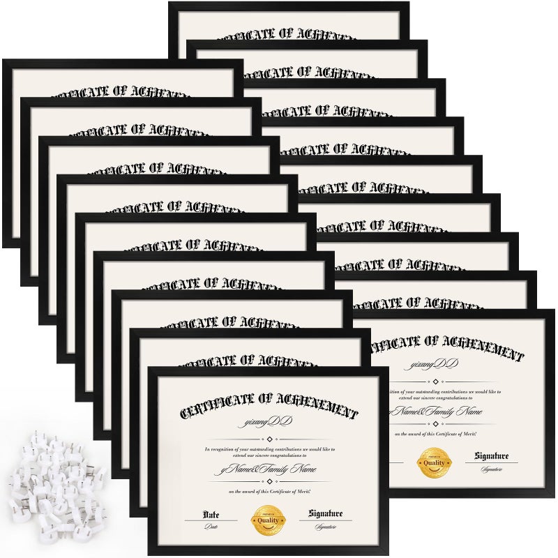 YixangDD 18 PACK Certificate Frames 85 x 11Black Diploma Frame Document Frame with Clear PlexiglassPicture Frames for Tabletop and Wall Display