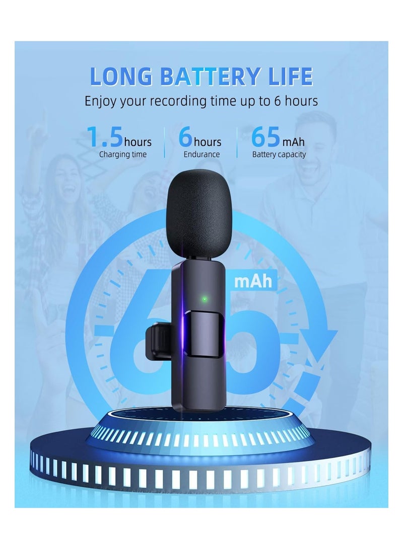 ميكروفونات لاسلكية، ميكروفون Lavalier لاسلكي لأجهزة iPhone/iOS/Android/PC/الكمبيوتر المحمول، ميكروفون بلوتوث يعمل بالقابس، مزامنة تلقائية لتقليل الضوضاء بـ 3 مستويات للتسجيل، البث المباشر، TikTok، You - Image 3