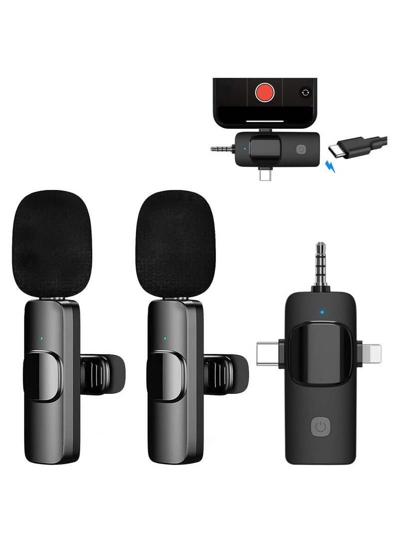 ميكروفونات لاسلكية، ميكروفون Lavalier لاسلكي لأجهزة iPhone/iOS/Android/PC/الكمبيوتر المحمول، ميكروفون بلوتوث يعمل بالقابس، مزامنة تلقائية لتقليل الضوضاء بـ 3 مستويات للتسجيل، البث المباشر، TikTok، You - Image 1
