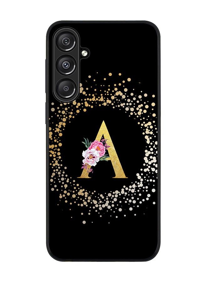 Stylizedd For Samsung Galaxy A16 / A16 5G Case,Slim fit Camera Protection, Shockproof Thin Phone cover - Custom Monogram Floral - A ( Black ) - Image 1