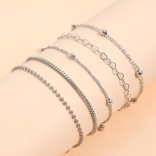 piercing 5PCS Silver Bracelet, Anti Tarnish Bracelet for Women, Anti Tarnish Jewelry, Bracelets for Women Stylish, Special Occasions and Gift Giving with Stackable Design - Image 3
