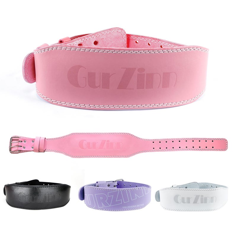 7 MM Leather Fitness Weight Lifting Belt for Women with 4 Inches Padded Lumbar Support for Power Lifting Workout Squats ExercisePinkS