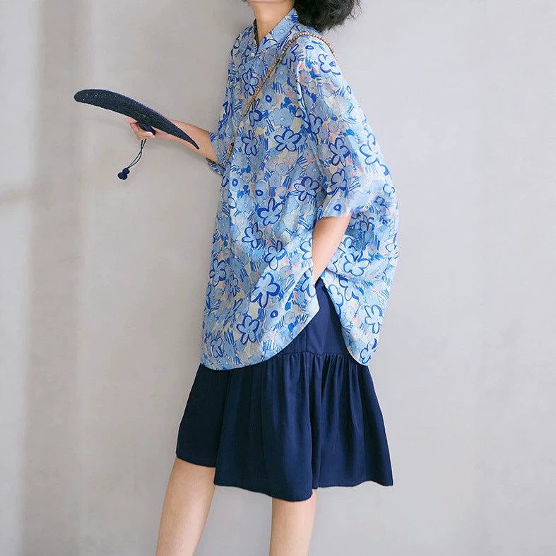 Ramie Print Casual Two-Piece Set - Image 1