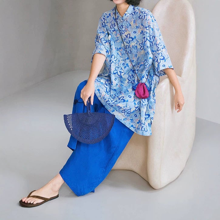 Ramie Print Casual Two-Piece Set - Image 3