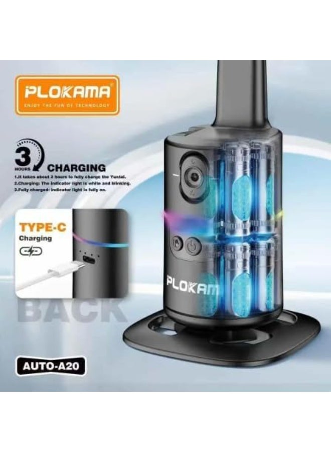 Plokama AUTO-A20 Mobile Phone Stabilizer with 360° Auto Face Tracking, TYPE C Output - with Remote Control - For Content Creators - Black - https://f.nooncdn.com/p/pzsku/Z859459842B9E16D07F44Z/45/1759058815/aea6fa9e-f6ea-4b9d-a49a-407814c9e2f2.jpg