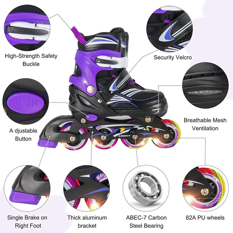 JeeFree 4 Size Adjustable Inline Skate for Kids,Children's Inline Skates with Light Up Wheel,Outdoor Illuminating Roller Skates for Girls,Boys and Beginners - Image 5