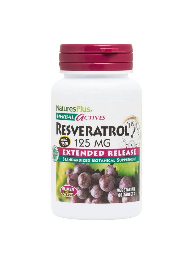 Nature's Plus Naturesplus Herbal Actives Resveratrol Extended Release 125 Mg 120 Vegetarian Tablets Gluten Free 60 Servings - Image 1