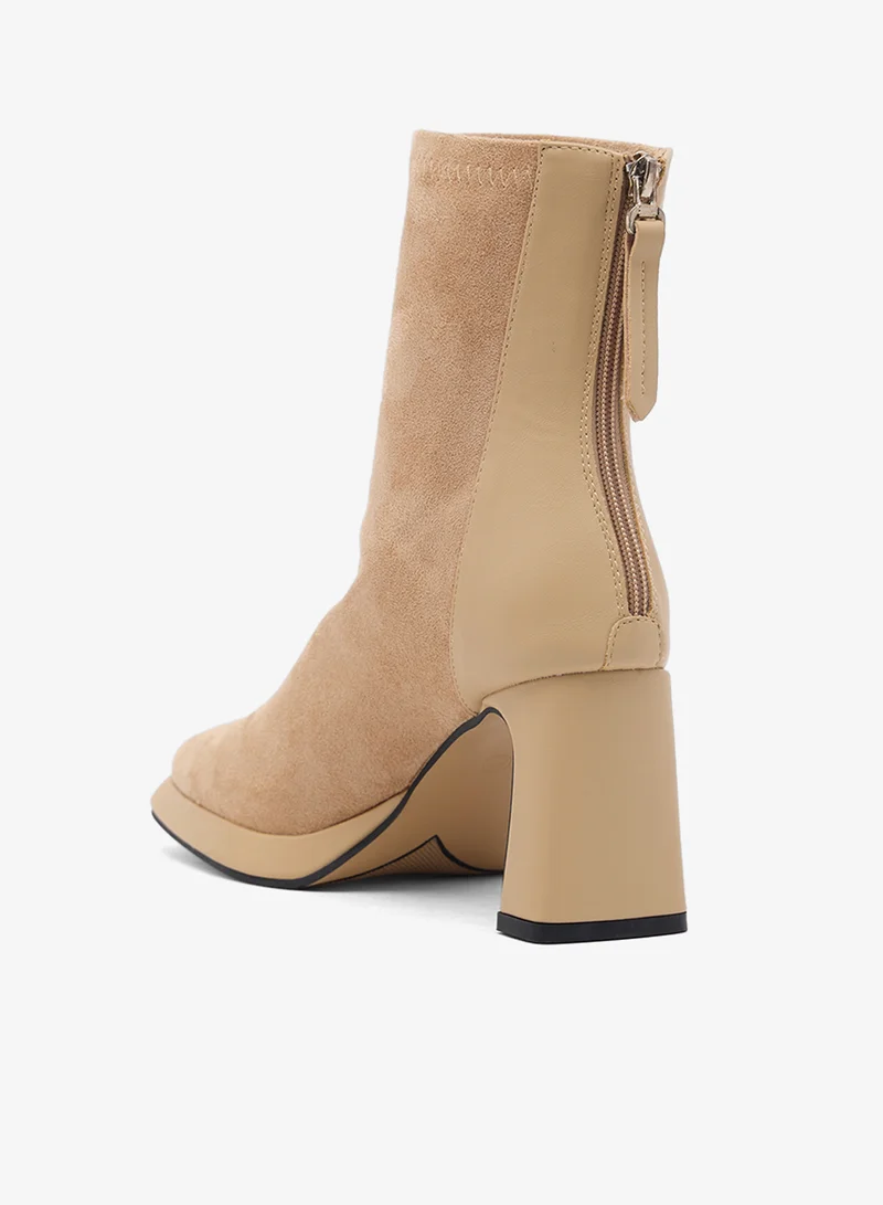 Ella Beige Platform Mid Calf Chelsea Boots for Women | Best Price UAE