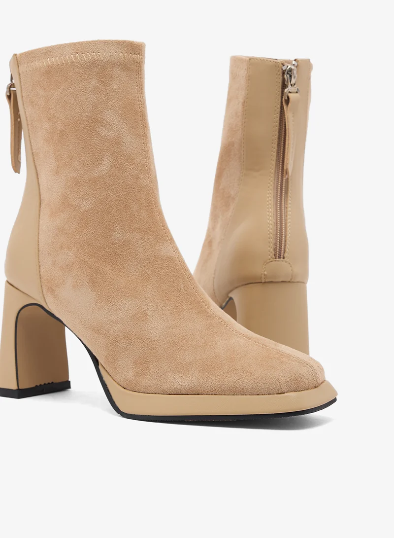 Ella Beige Platform Mid Calf Chelsea Boots for Women | Best Price UAE