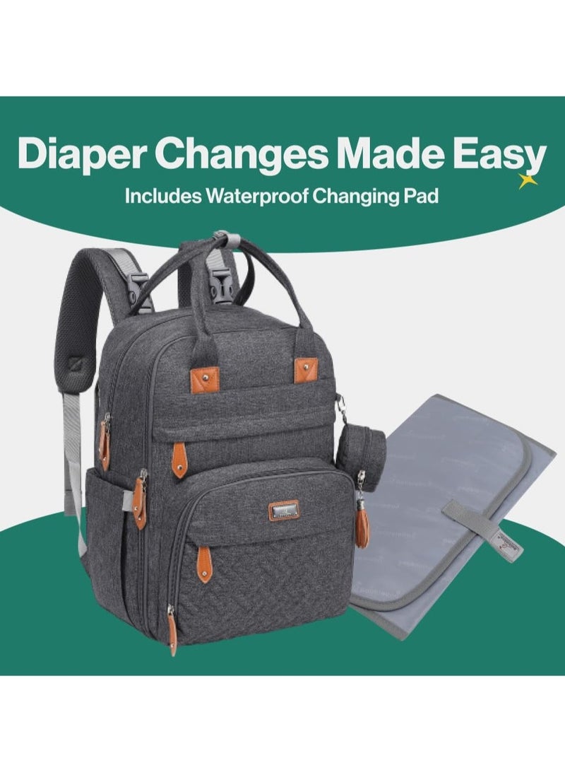 BabbleRoo Multifunctional Waterproof Diaper Bag, Essential Travel Baby Tote with Changing Pad, Baby Carrier and Pacifier Cover - Unisex, Dark Grey - pzsku/Z85946B8DB156C2575632Z/45/_/1701488303/7da048bb-b8ec-4e74-8557-60a507bf0838