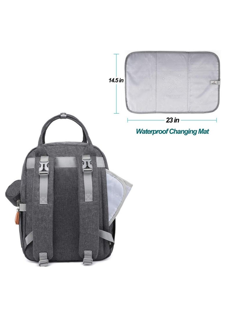 BabbleRoo Multifunctional Waterproof Diaper Bag, Essential Travel Baby Tote with Changing Pad, Baby Carrier and Pacifier Cover - Unisex, Dark Grey - pzsku/Z85946B8DB156C2575632Z/45/_/1701488312/51bbec15-46cd-426c-9408-78591ad9c899