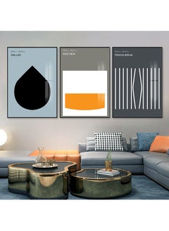 FASHION HOME 3PCS Wall Art Bright Style Minimalist Decor Modern Abstract Canvas Prints Poster Picture Framed Paintings Decorations  - Image 2