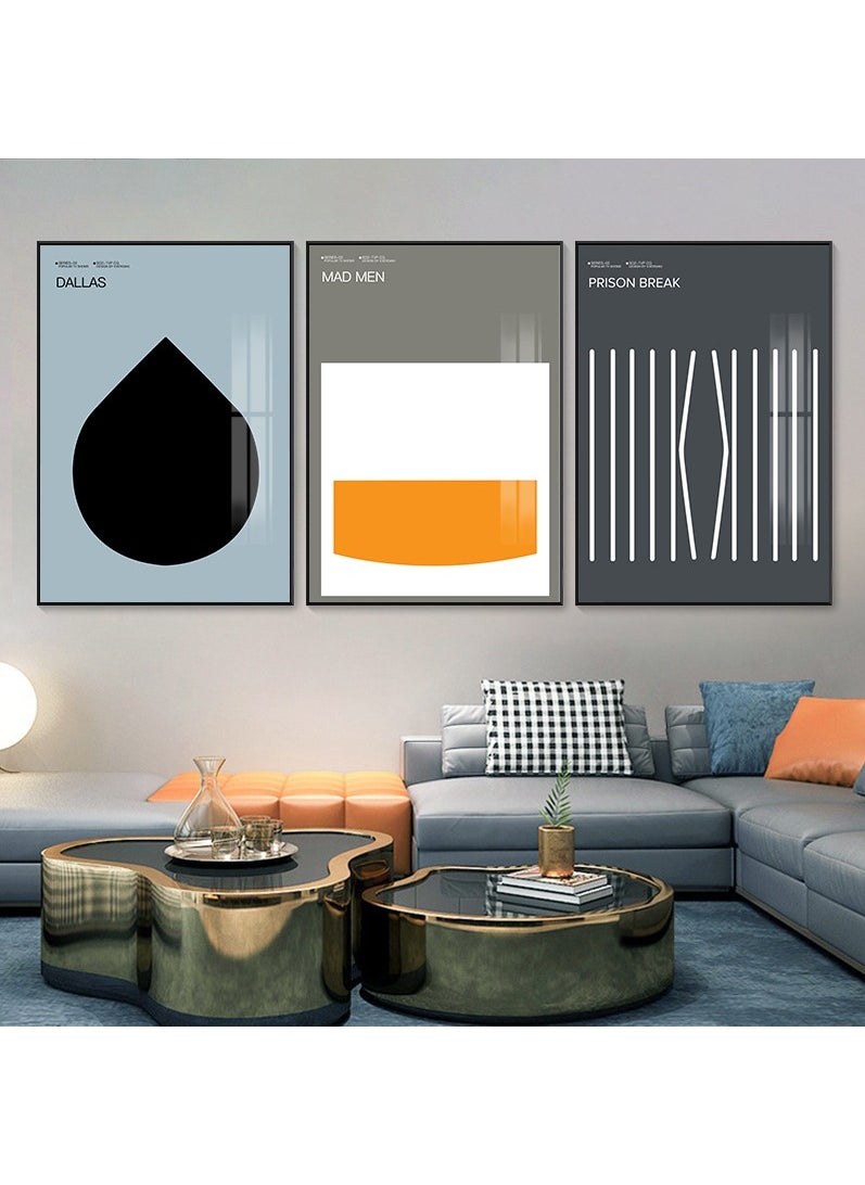 FASHION HOME 3PCS Wall Art Bright Style Minimalist Decor Modern Abstract Canvas Prints Poster Picture Framed Paintings Decorations  - Image 2