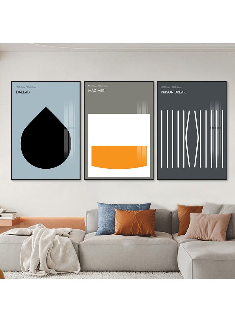 FASHION HOME 3PCS Wall Art Bright Style Minimalist Decor Modern Abstract Canvas Prints Poster Picture Framed Paintings Decorations  - Image 3