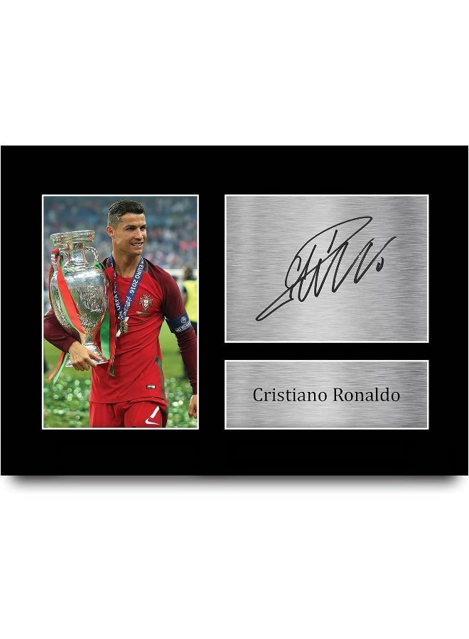 ARS Portugal Gifts Cristiano Ronaldo Gift Signed Unframed Canvas A4 Printed Autograph Photo Display Size: 29.7 x 21 cm - Image 1