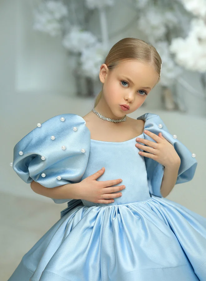 Take Two Girls Embellished Puff Sleeves Party Dress