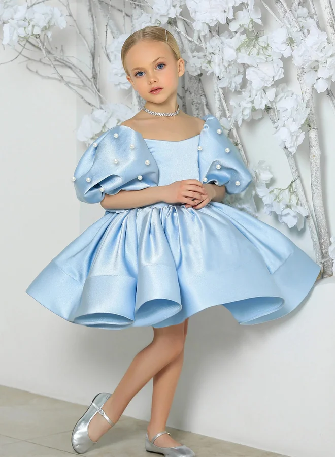 Take Two Girls Embellished Puff Sleeves Party Dress
