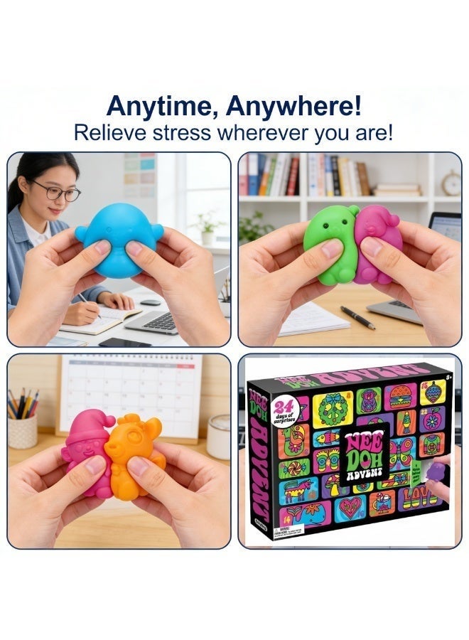 Needoh Calendar 24 Days of Surprises - Squishy Fidget Toys Set, Soft TPR Stress Relief Toys for Kids, Holiday Countdown Calendar Gift for Boys & Girls - Image 3