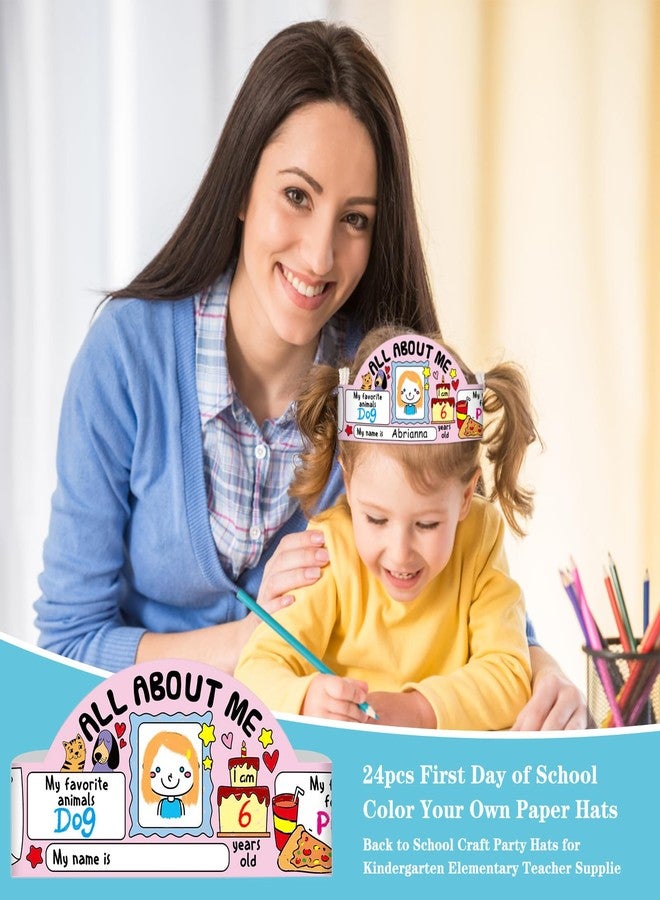 D4DREAM All About Me Crowns - 24pcs Color Your Own DIY Paper Hats for Kids Back to School Craft Party Hats for Kindergarten Preschool Elementary Classroom Teacher Supplie - Image 5