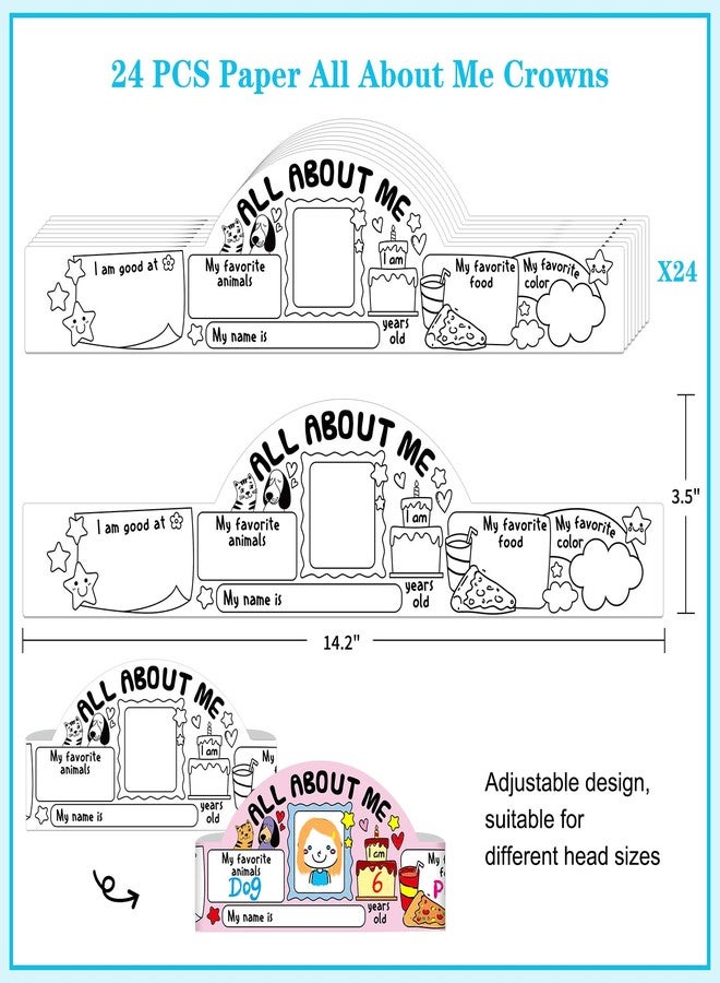 D4DREAM All About Me Crowns - 24pcs Color Your Own DIY Paper Hats for Kids Back to School Craft Party Hats for Kindergarten Preschool Elementary Classroom Teacher Supplie - Image 4