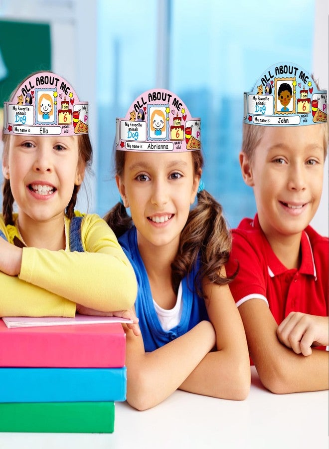 D4DREAM All About Me Crowns - 24pcs Color Your Own DIY Paper Hats for Kids Back to School Craft Party Hats for Kindergarten Preschool Elementary Classroom Teacher Supplie - Image 2