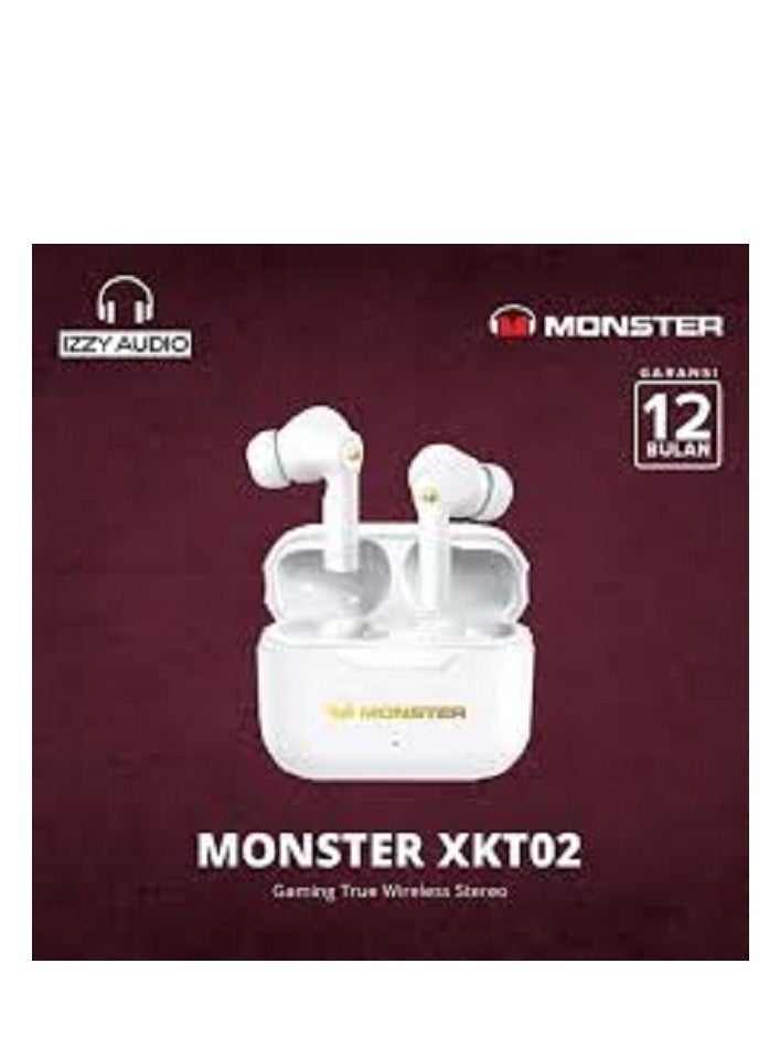 Monster XKT02 Wireless Bluetooth Earbuds Gaming Headphones Deep Bass Low Latency Game Headset with Built-in Microphone For Gaming Noise Canceling Headsets White - Image 3