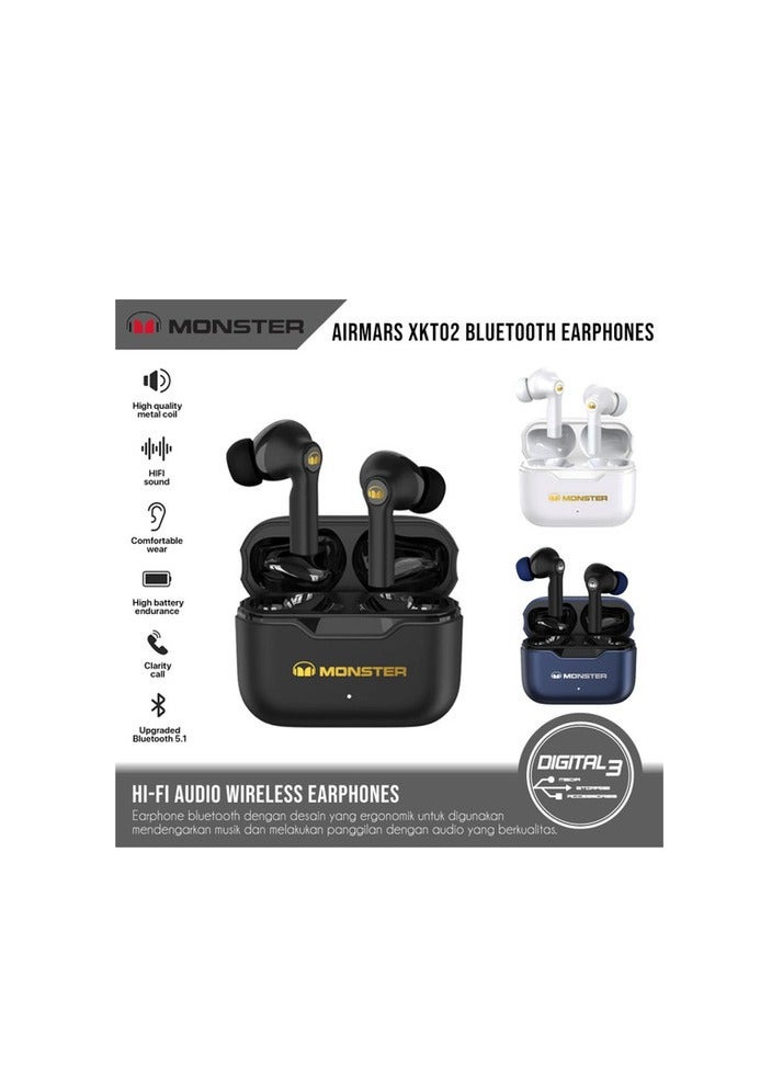 Monster XKT02 Wireless Bluetooth Earbuds Gaming Headphones Deep Bass Low Latency Game Headset with Built-in Microphone For Gaming Noise Canceling Headsets White - Image 4