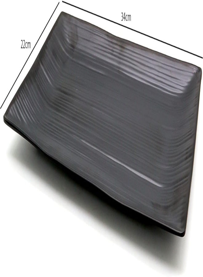 AKDC Dynasty Black Melamine Serving Tray Rectangle, Bpa-Free, Sleek Black Finish, Ideal To Serve Food, Fruits, Snacks, Dishes, Meals Kitchen Tableware Dining Home Decor. (22X34Cm) - Image 2