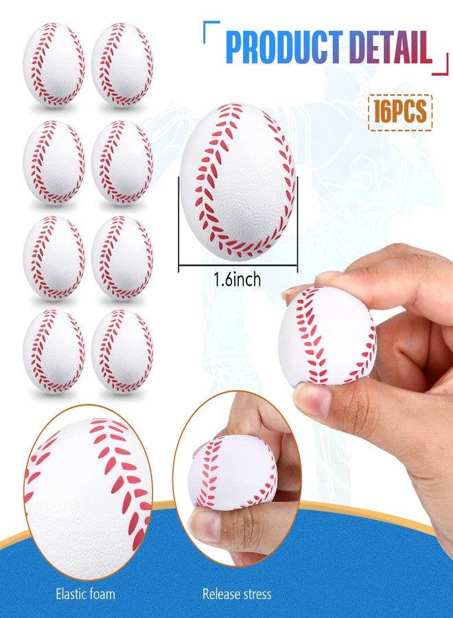 Romooa 32 Pieces Baseball Party Favors Set, 16 Adjustable Baseball Bracelet 16 Mini Sports Stress Ball Foam Theme Party Supplies for Team Sport Birthday Gift(Black, White) - Image 3
