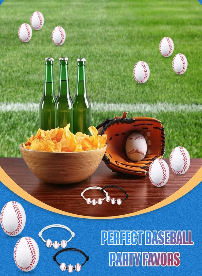 Romooa 32 Pieces Baseball Party Favors Set, 16 Adjustable Baseball Bracelet 16 Mini Sports Stress Ball Foam Theme Party Supplies for Team Sport Birthday Gift(Black, White) - Image 5