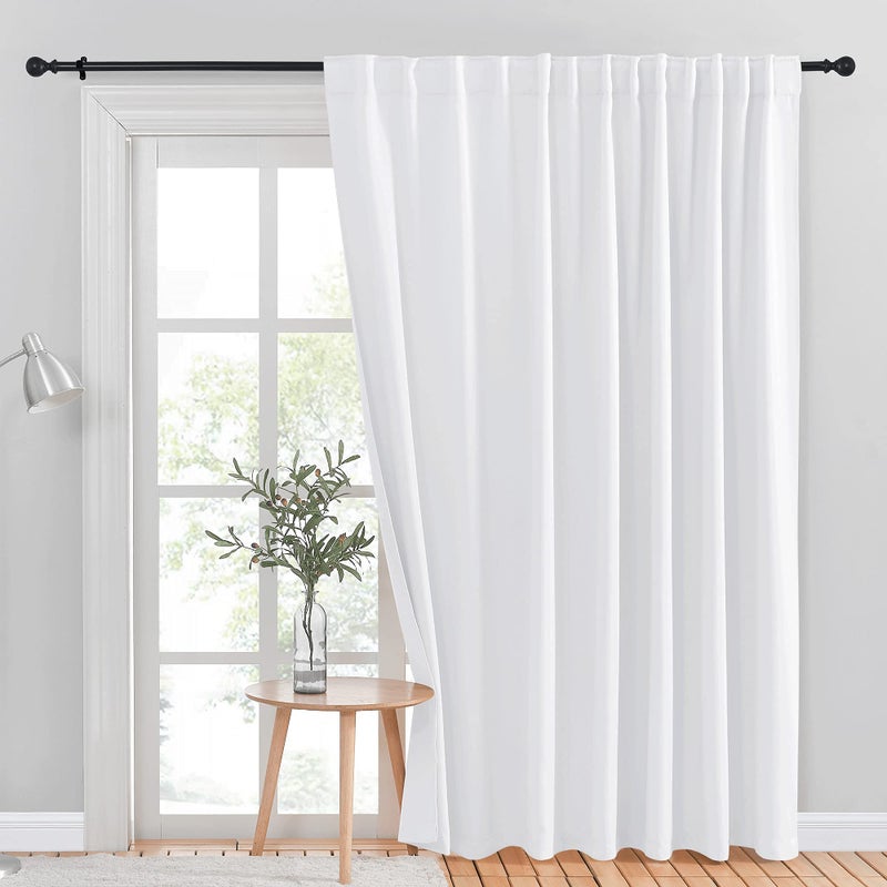 NICETOWN NICETOWN 50 Light Blocking Vertical Blinds for Sling Door Window Curtains Privacy Curtains for Patio Extra Wide Drapes Patio Sliding Glass Door Curtain White W100 inches x L84 inches 1 Panel 