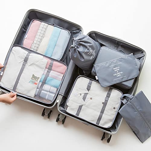 Niwlix Travel Organizer 7 in 1 Packing Cube for Travel Space Saver Laundry Cosmetics Luggage Makeup Bag Organizers Set with Shoe Bag for Travel (Grey) - Image 5