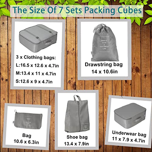 Niwlix Travel Organizer 7 in 1 Packing Cube for Travel Space Saver Laundry Cosmetics Luggage Makeup Bag Organizers Set with Shoe Bag for Travel (Grey) - Image 4