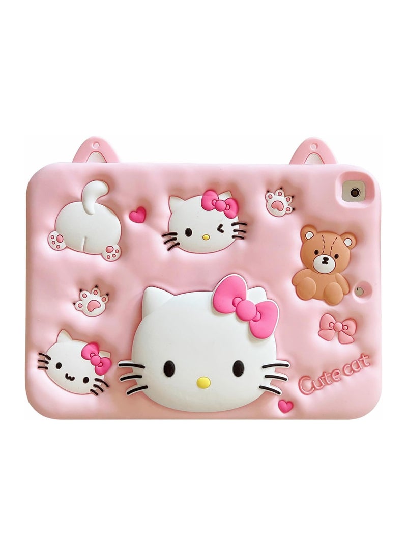 عام غطاء لجهاز سامسونج اللوحي، غطاء لطيف برسوم متحركة مقاوم للصدمات مع حامل قابل للسحب (قطة) - Image 1