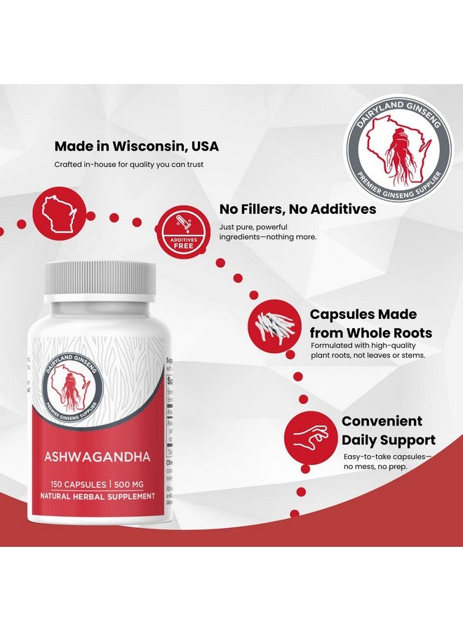 Dairyland Management LLC Dairyland Management Ashwagandha Capsules 150ct - 1000 mg per Serving Max Strength Ashwagandha Root Powder - Herbal Supplements and Extract - Image 2