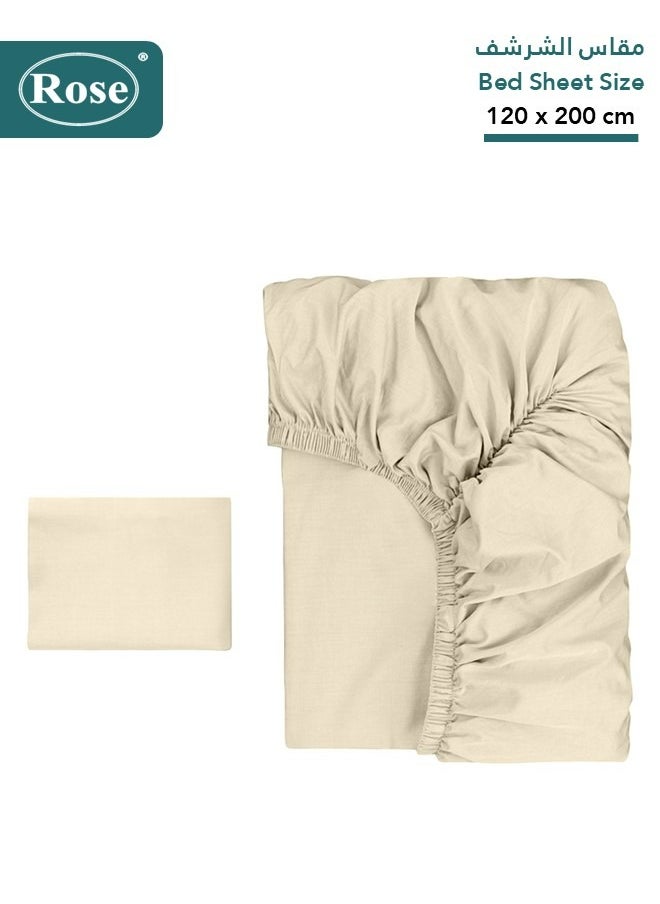 Rose - Rose Luxurious Plain Fitted Sheet with Deep Pockets and Pillow Case, Bed Sheet 2-Pieces Set, Soft & Cozy Microfiber Breathable and Cooling, Extra Twin Size 120x200 cm, Off White - Image 1