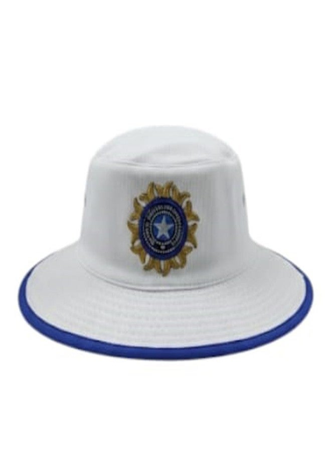 C Classic Cricket Bucket Hat, White with Blue Trim, Official Emblem, UV Protection, Moisture-Wicking Hat, Perfect for Cricket Players and Enthusiasts. - Image 2