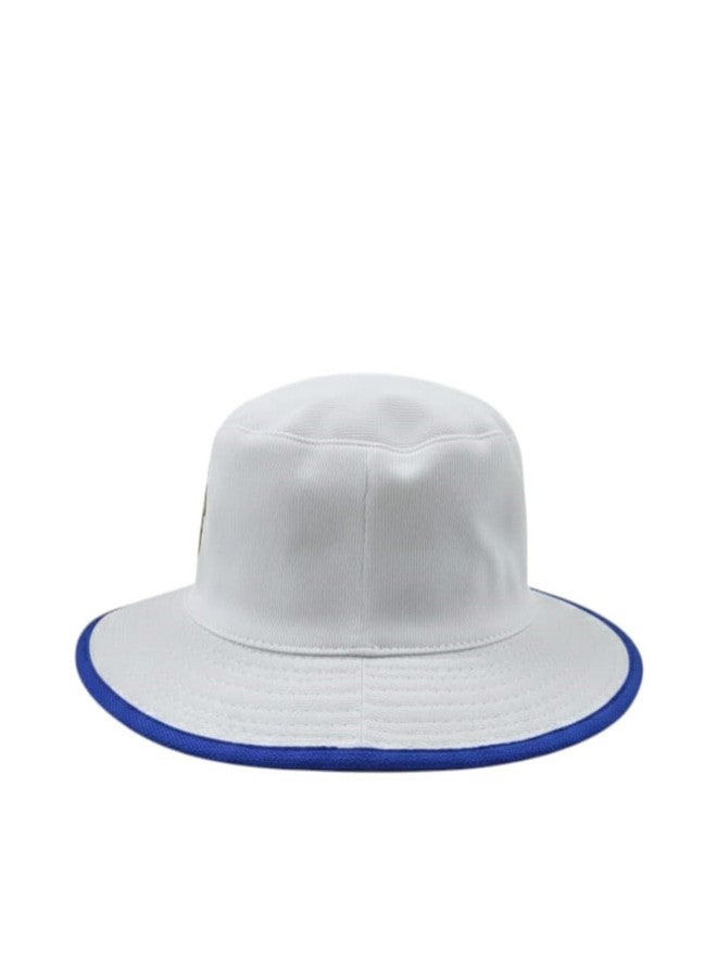 C Classic Cricket Bucket Hat, White with Blue Trim, Official Emblem, UV Protection, Moisture-Wicking Hat, Perfect for Cricket Players and Enthusiasts. - Image 3