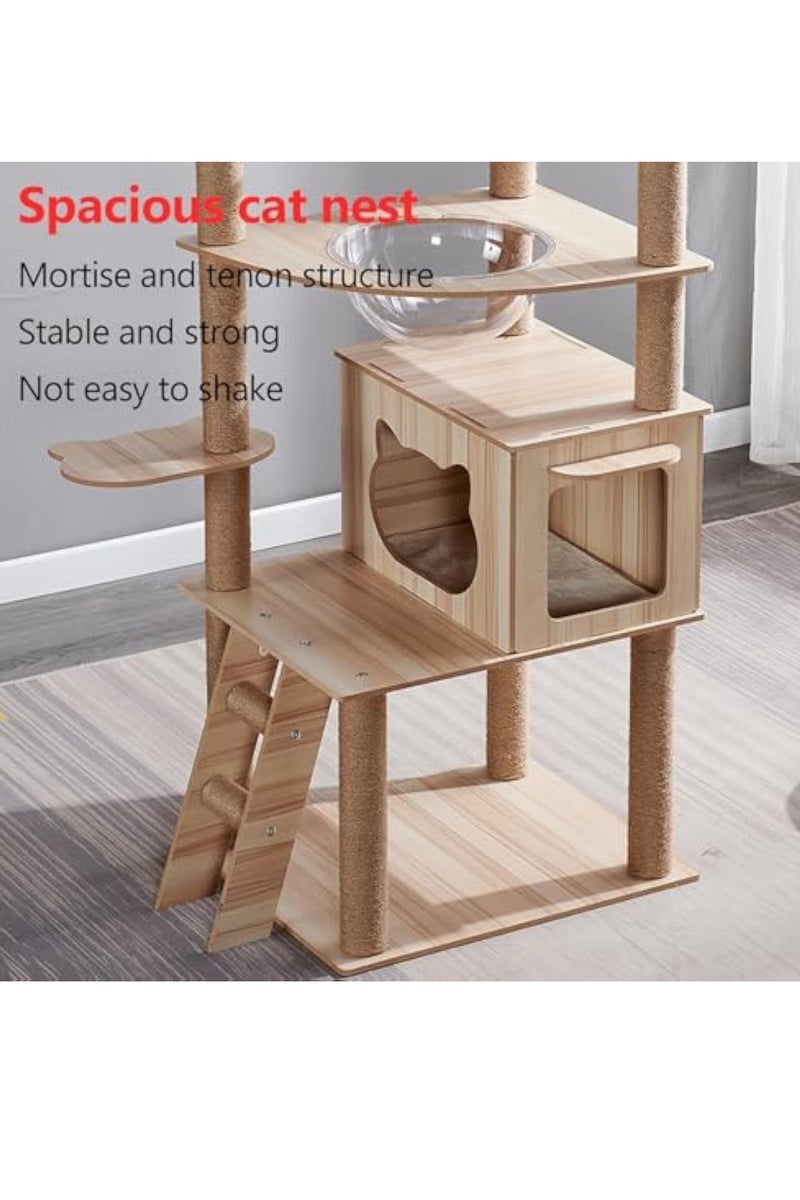 Cat Tree Cat Tower Condo Furniture Scratch Post with Natural Sisal Rope, Hammock & Cradle for Cats Kittens, Tall Cat Climbing Stand with Plush Perch & Toys