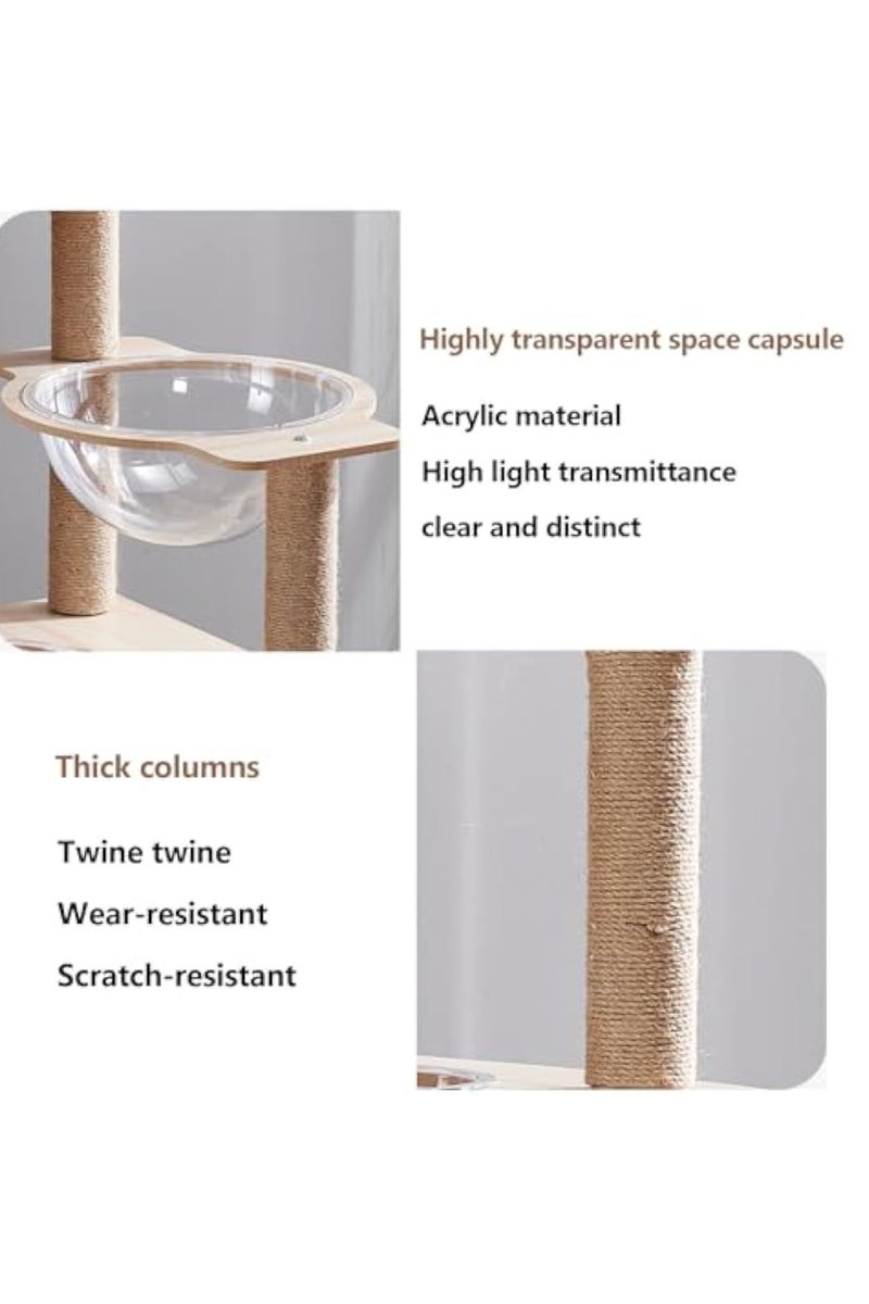 Cat Tree Cat Tower Condo Furniture Scratch Post with Natural Sisal Rope, Hammock & Cradle for Cats Kittens, Tall Cat Climbing Stand with Plush Perch & Toys